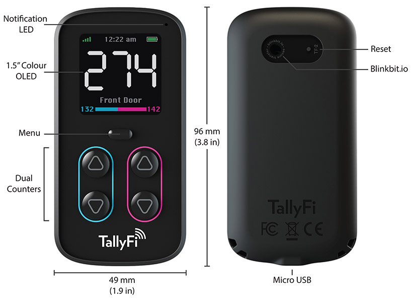 Dimensioned TallyFi Counter